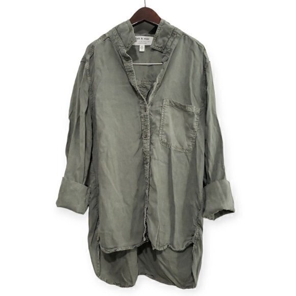 Cloth & Stone (Anthropologie)‎ Army Green 3/4 Sleeve Blouse Cottagecore Bohemian - Picture 2 of 5